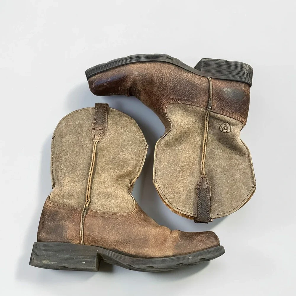 Ariat Kids Brown Rambler Leather Western Cowboy Boots Square Toe‎ Sz 2 Y Farm